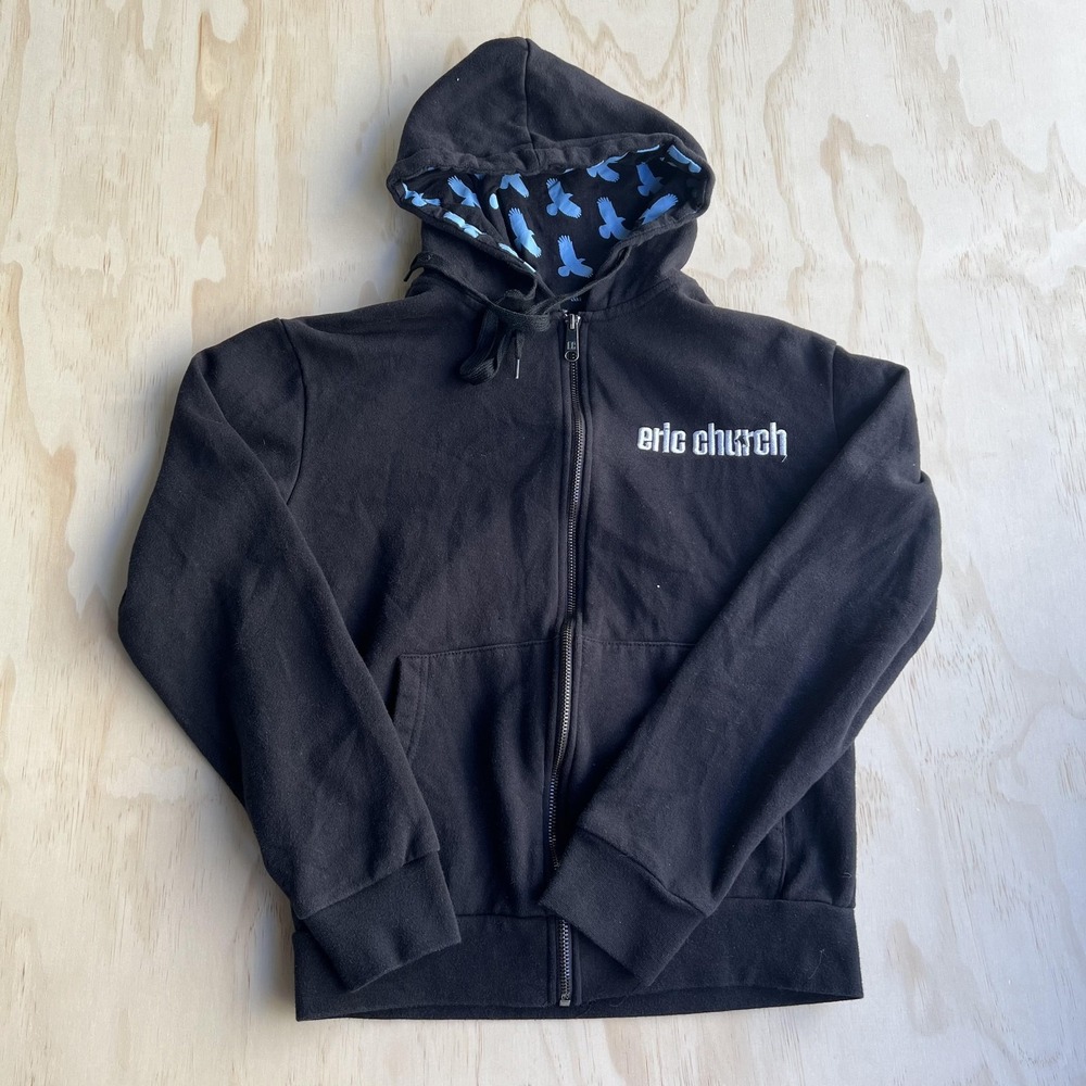 Eric Church Hoodie Womens XS Black Double Down Tour Fleece Full Zip Sweatshirt